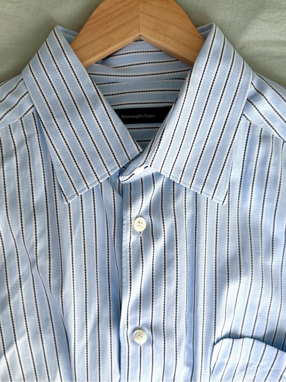 Ermenegildo Zegna Light Blue and Striped Dress Shirt